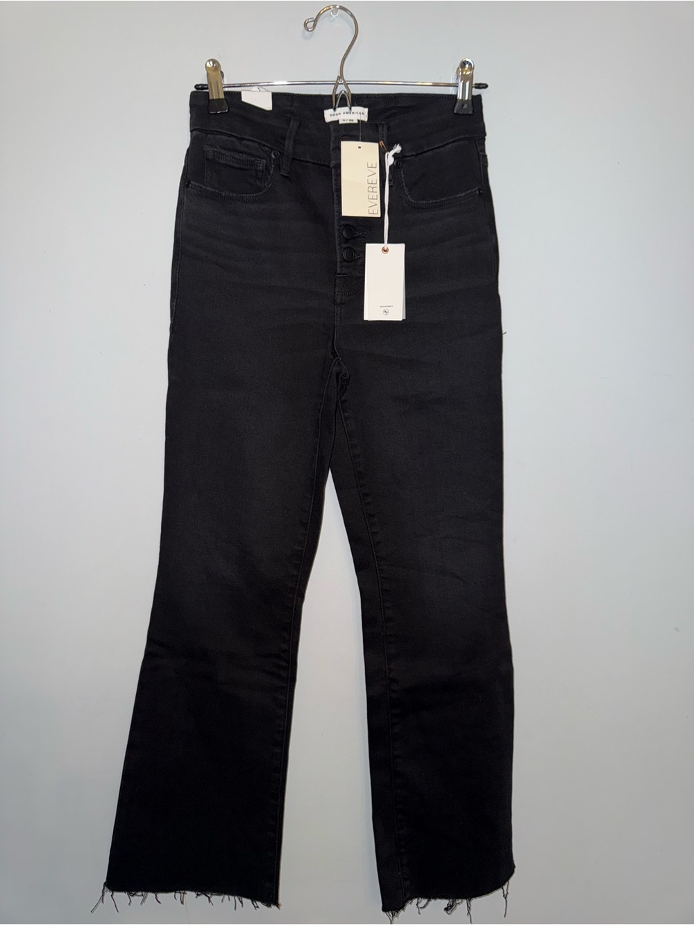 Good American Black High-Rise Flare Jeans